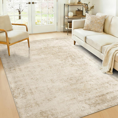 Alfombra área 4x6ft antideslizante pelo bajo vintage beige