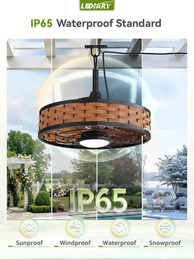Ventilador techo exterior 20pulg luz IP65 control remoto