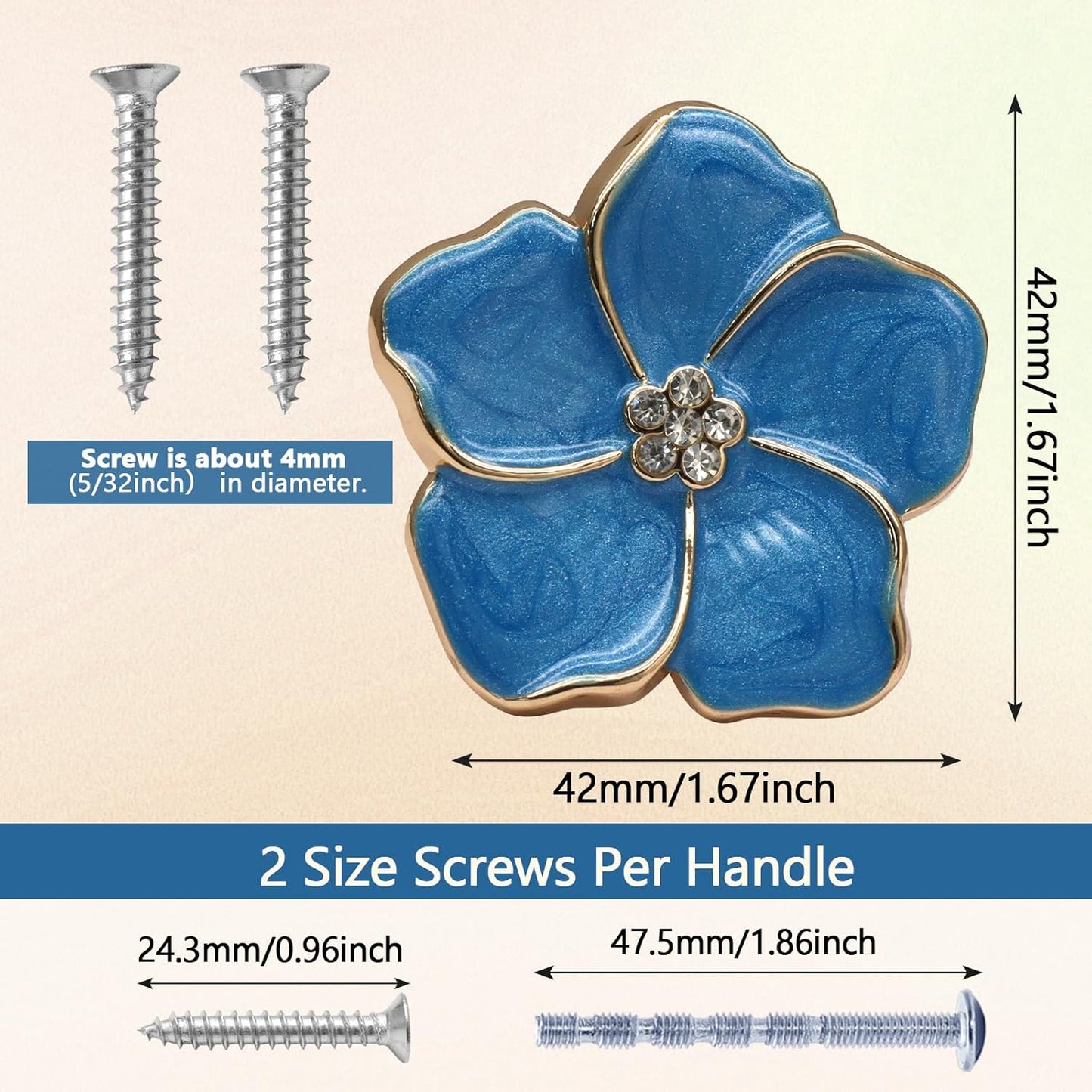 Manijas pétalos azules para cajones cocina decoración hogar