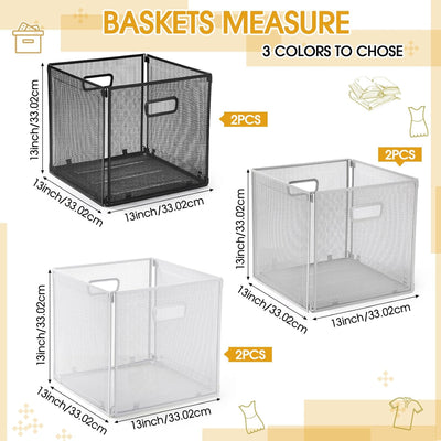 6 Pzas Cestas Metal 13x13pulg Apilables Lavandería