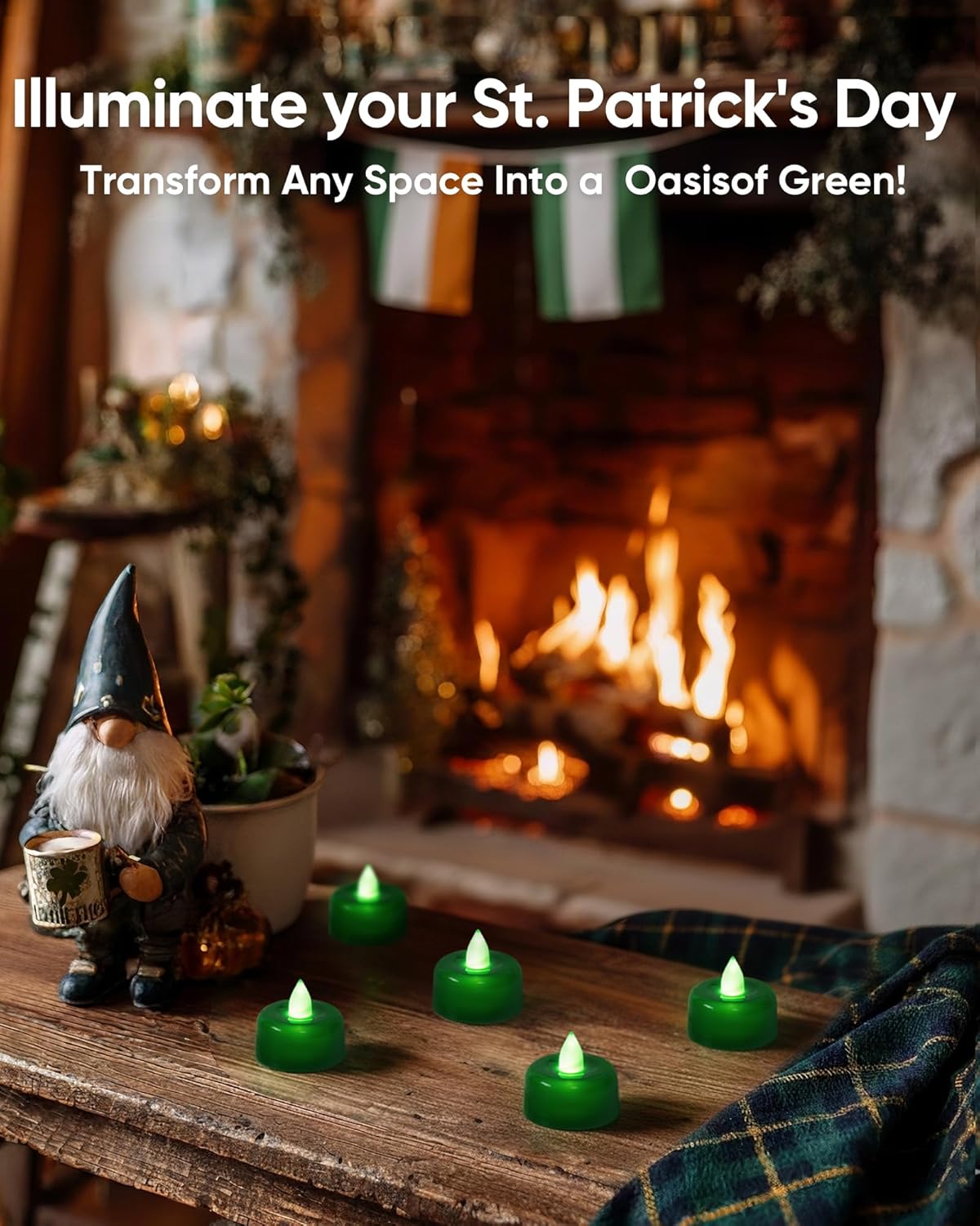 12 Velas LED Verdes Sin Llama Con Pilas Para Fiesta Hogar