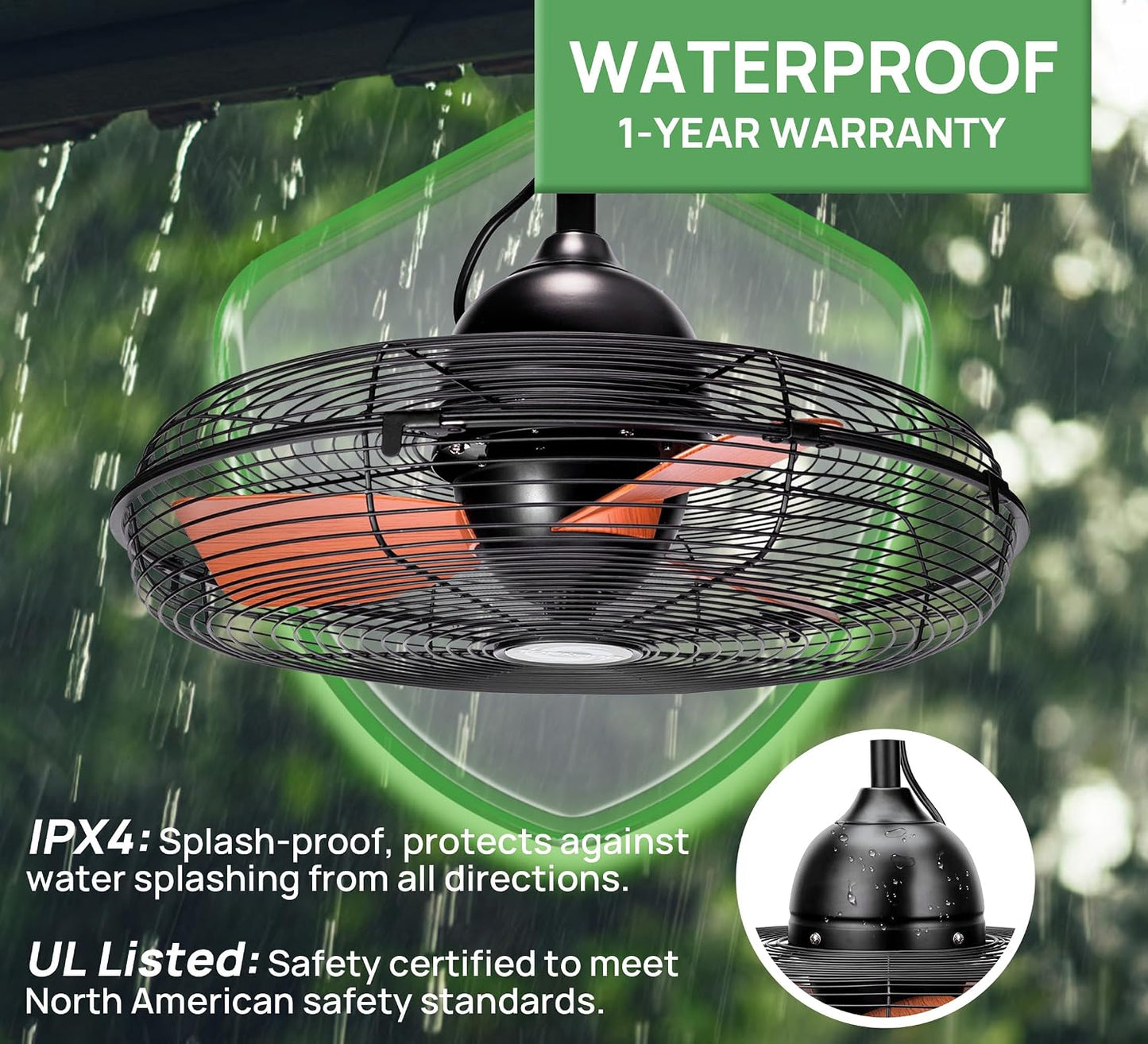 Ventilador techo exterior 20pulg control remoto 3 velocidades