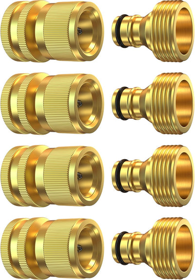 Juego conectores manguera jardín latón 3/4pulg liberación rápida
