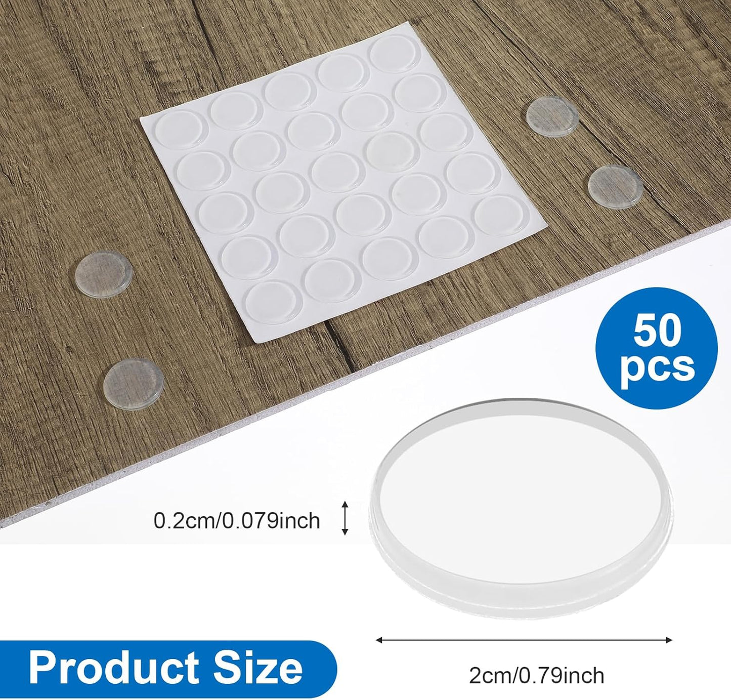 50 Pzas Parachoques Silicona Transparente Autoadhesivo Puerta