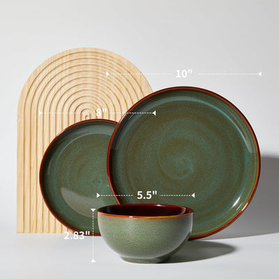 Set 16 Pzas Vajilla Tazas Café Platillos Verde Salvia