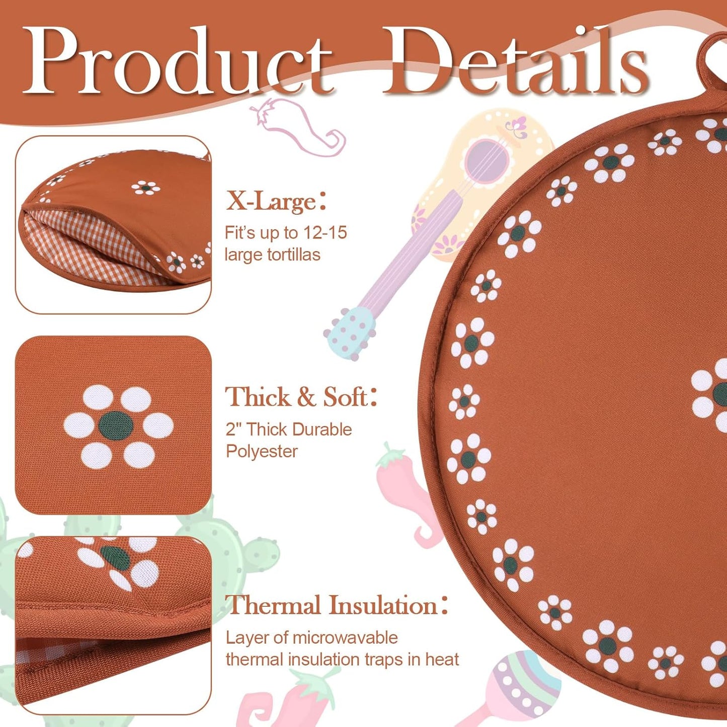 Bolsa calentadora tortilla 12pulg cerámica Talavera microondas