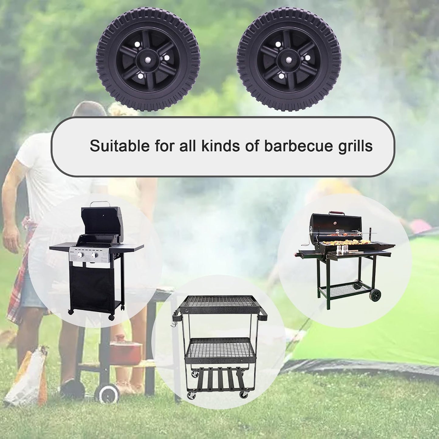 2 Ruedas Parrilla 6pulg Universales Gas