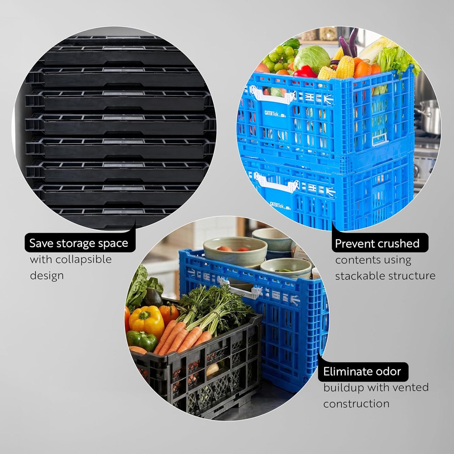Cajones plástico para leche pack 10 negros plegables