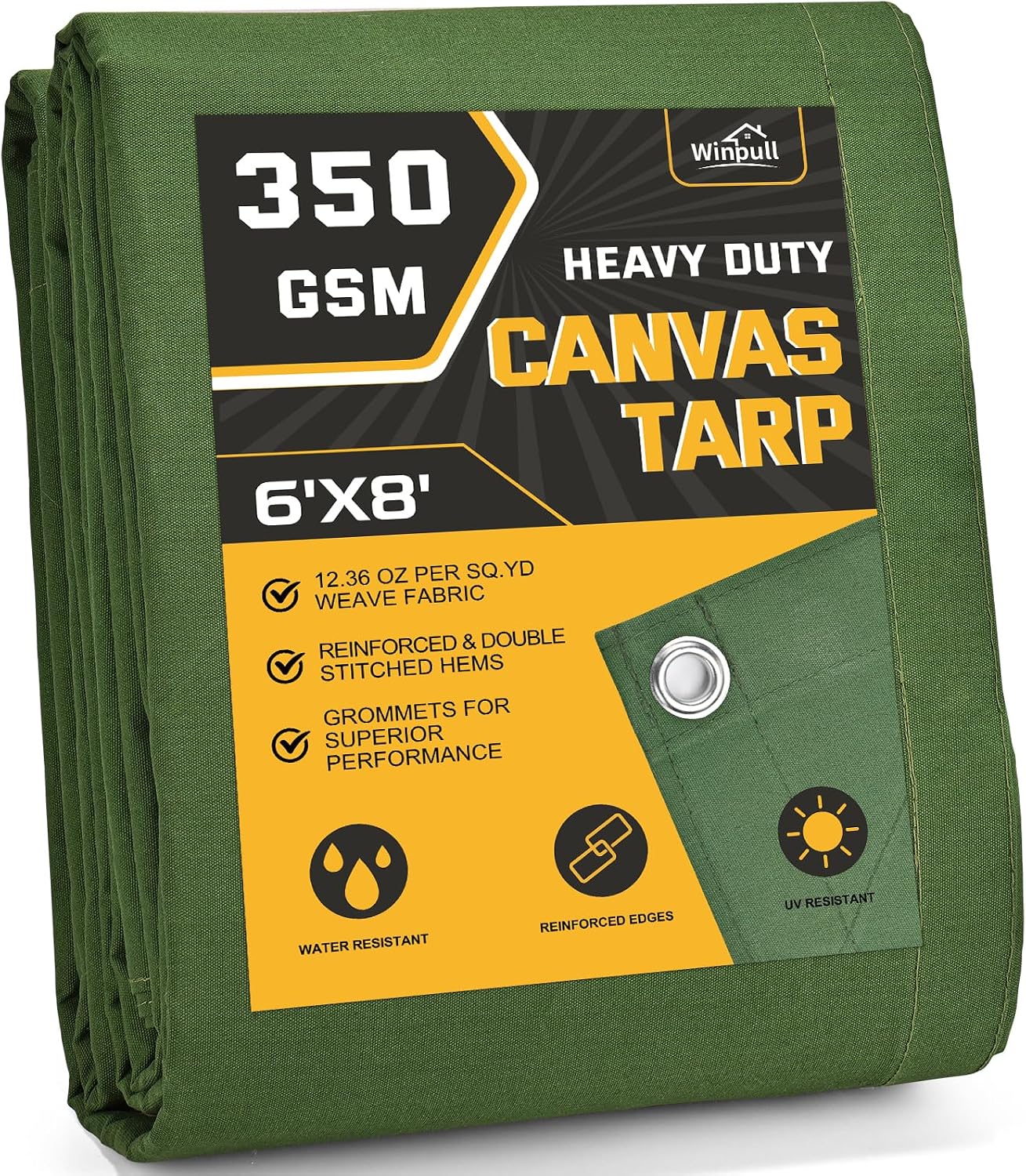Lona exterior resistente 6x8ft algodón 12oz impermeable
