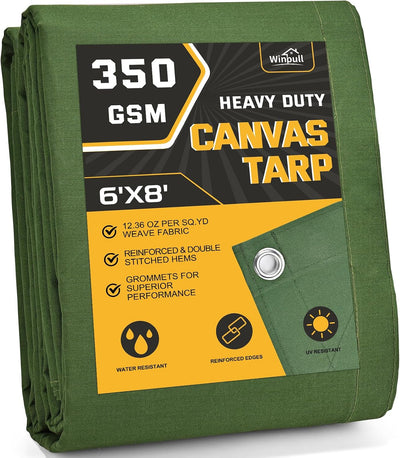 Lona exterior resistente 6x8ft algodón 12oz impermeable
