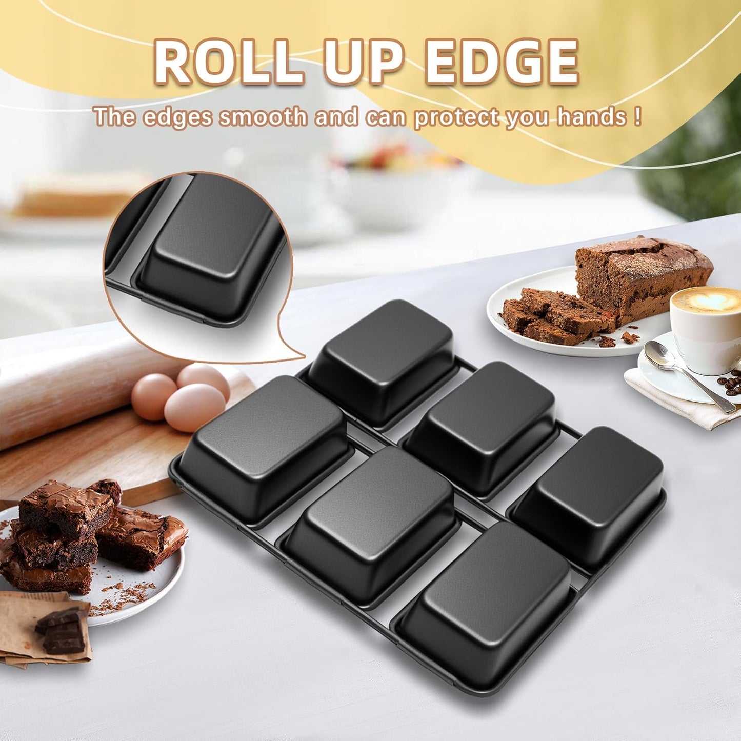 Molde pan de horno 6 cavidades acero carbono antiadherente
