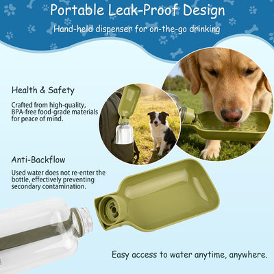 Botella agua perro 18oz verde a prueba de fugas
