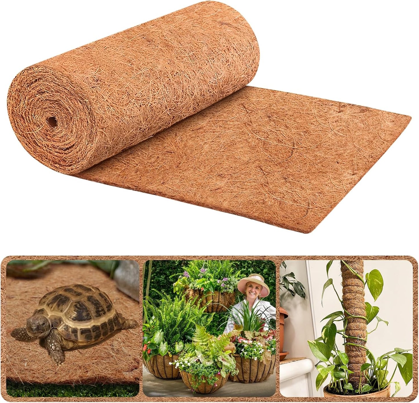 Rollo fibra coco 16x40pulg para macetero jardín