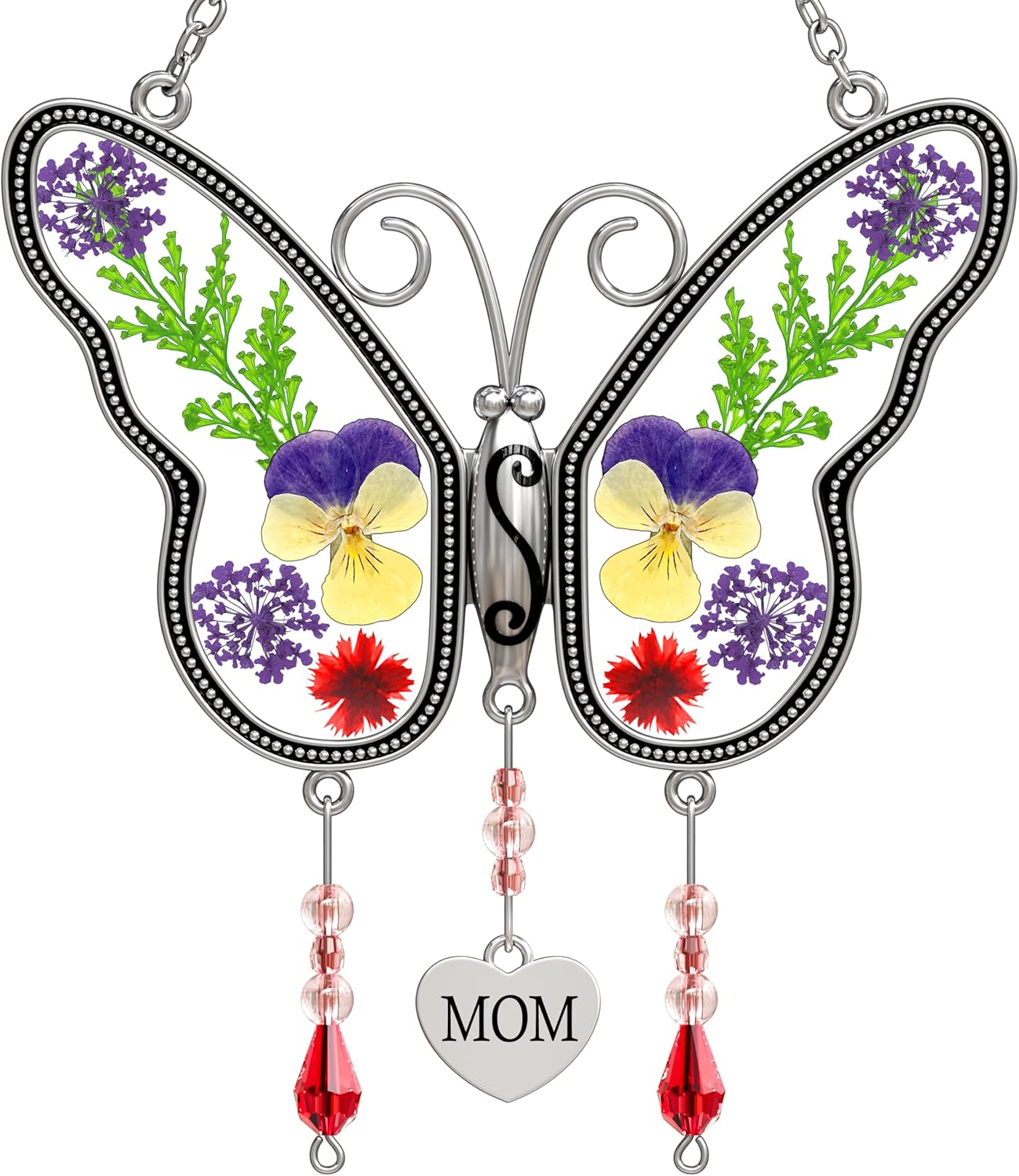 Atrapasoles mariposa vitrales flores regalo mamá