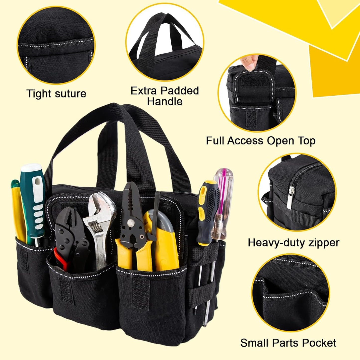 Bolsa herramientas grande boca ancha con tapa