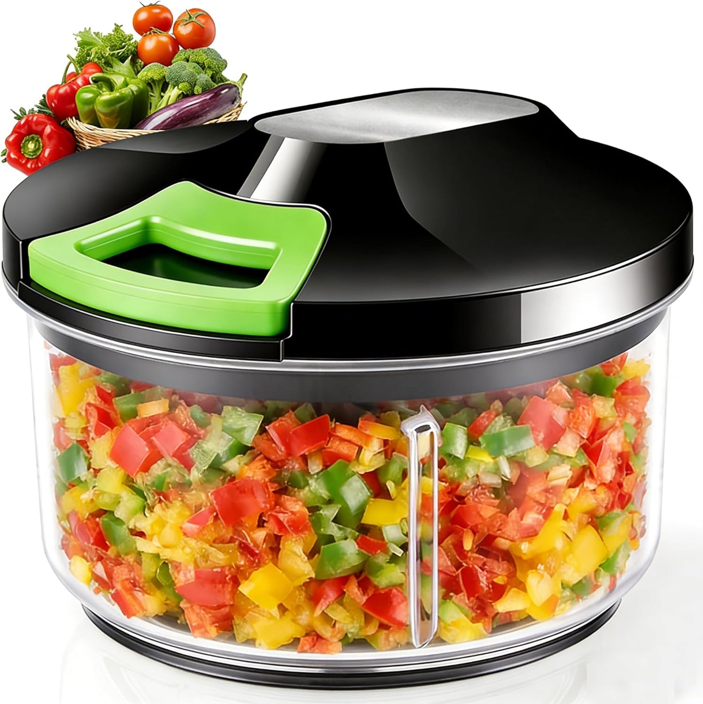 Picador Manual Alimentos Con Cordón Negro 500ml