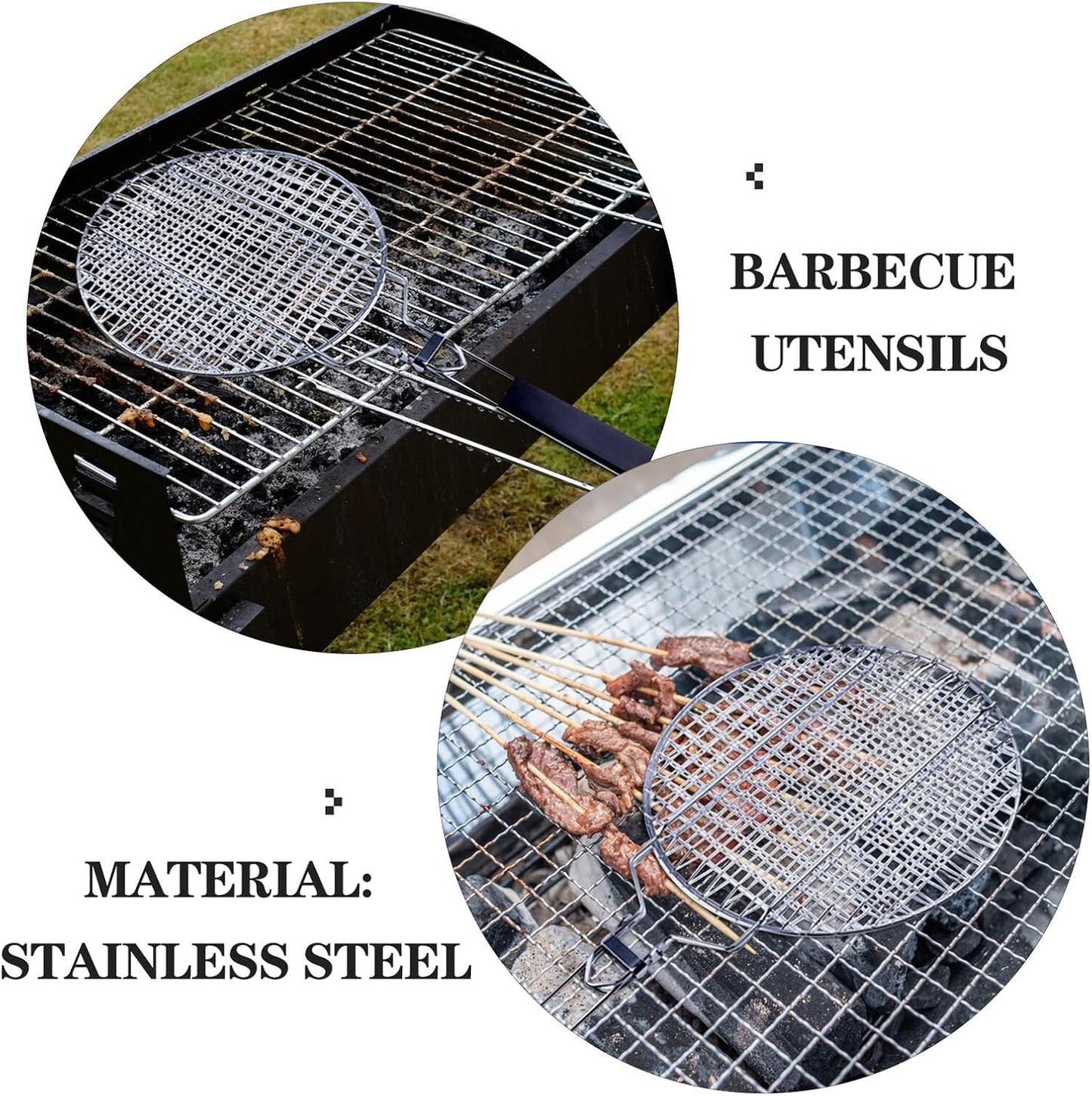 Cesta redonda parrilla acero inox plegable con clips antiadherente