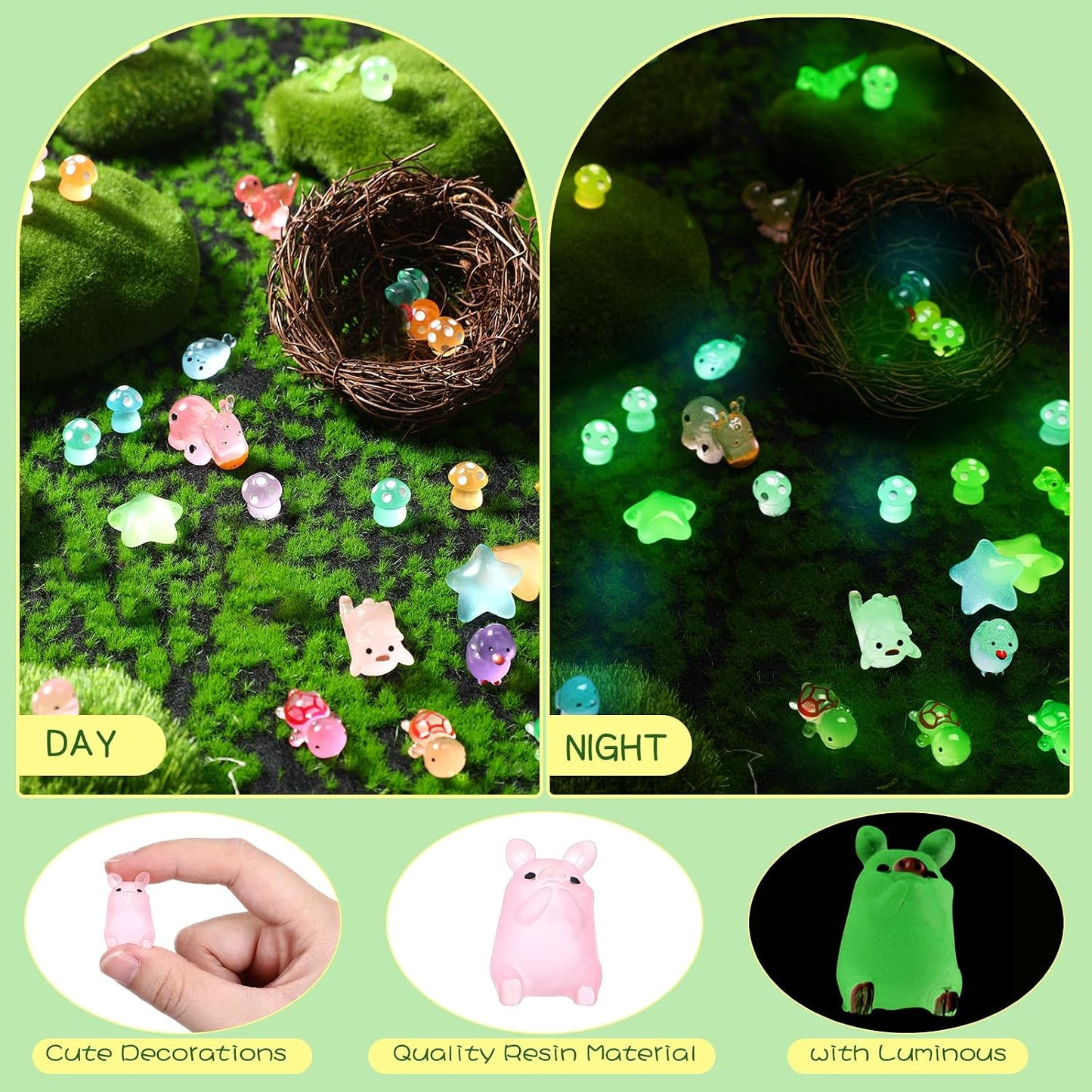 154 Pzas Mini Figuras Resina Luminosas Animales