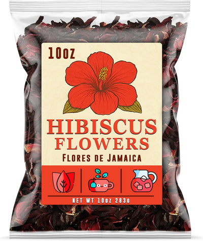 Flores de hibisco naturales para té, bolsa de 10 oz, sabor rico y aroma