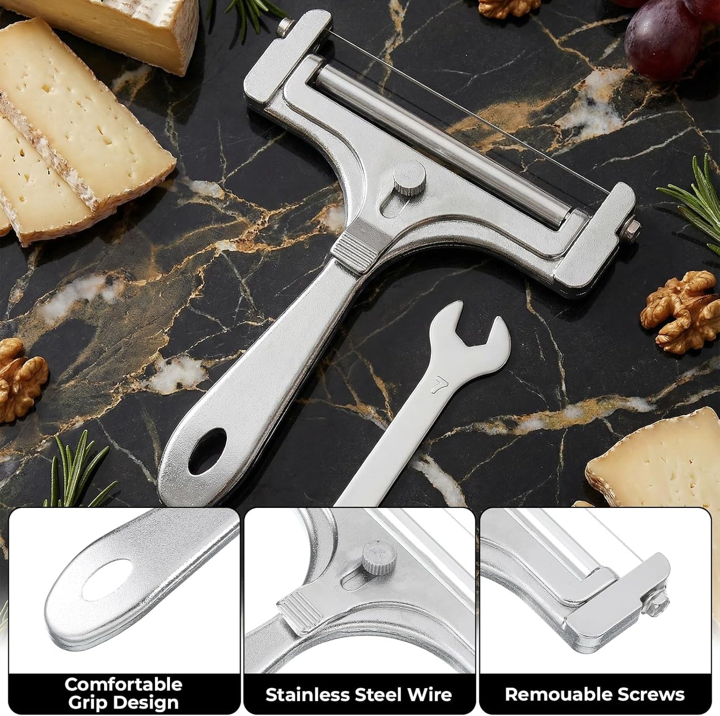 Cortador queso acero inox 4 cables llave ajustable