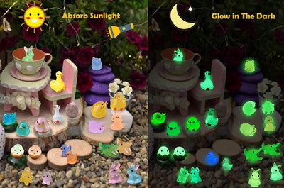 100 Pzas Mini Animales Luminosos Resina para Jardín y Hogar