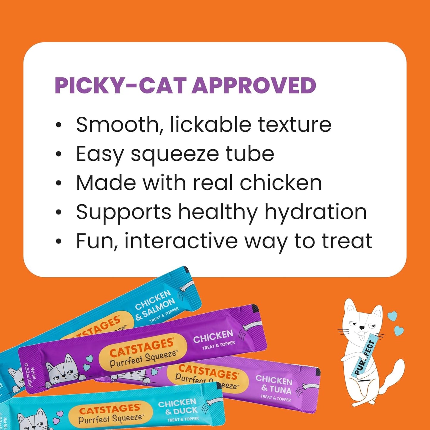 Golosinas para gatos exprimibles 0.5oz 20uds 4 sabores