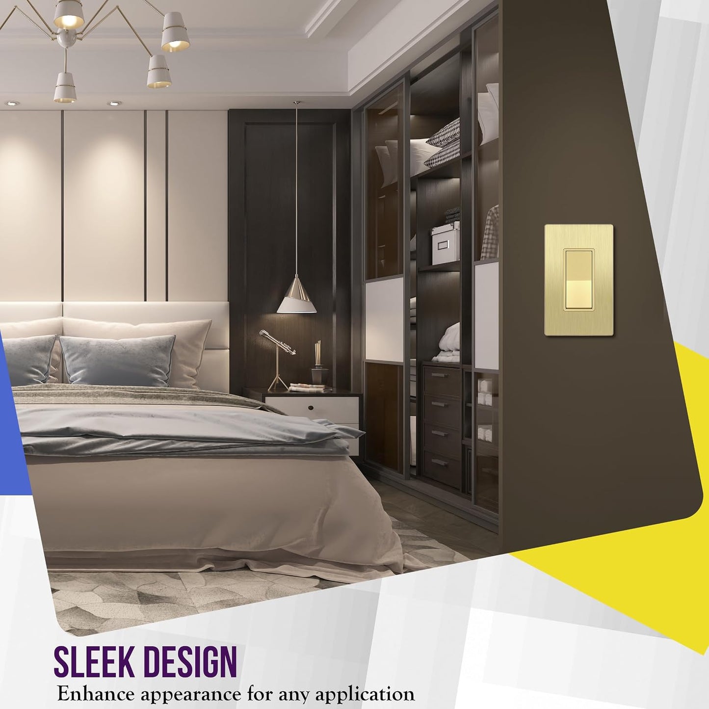 Interruptor luz decorativa pared sin s cepillada 15A 120V
