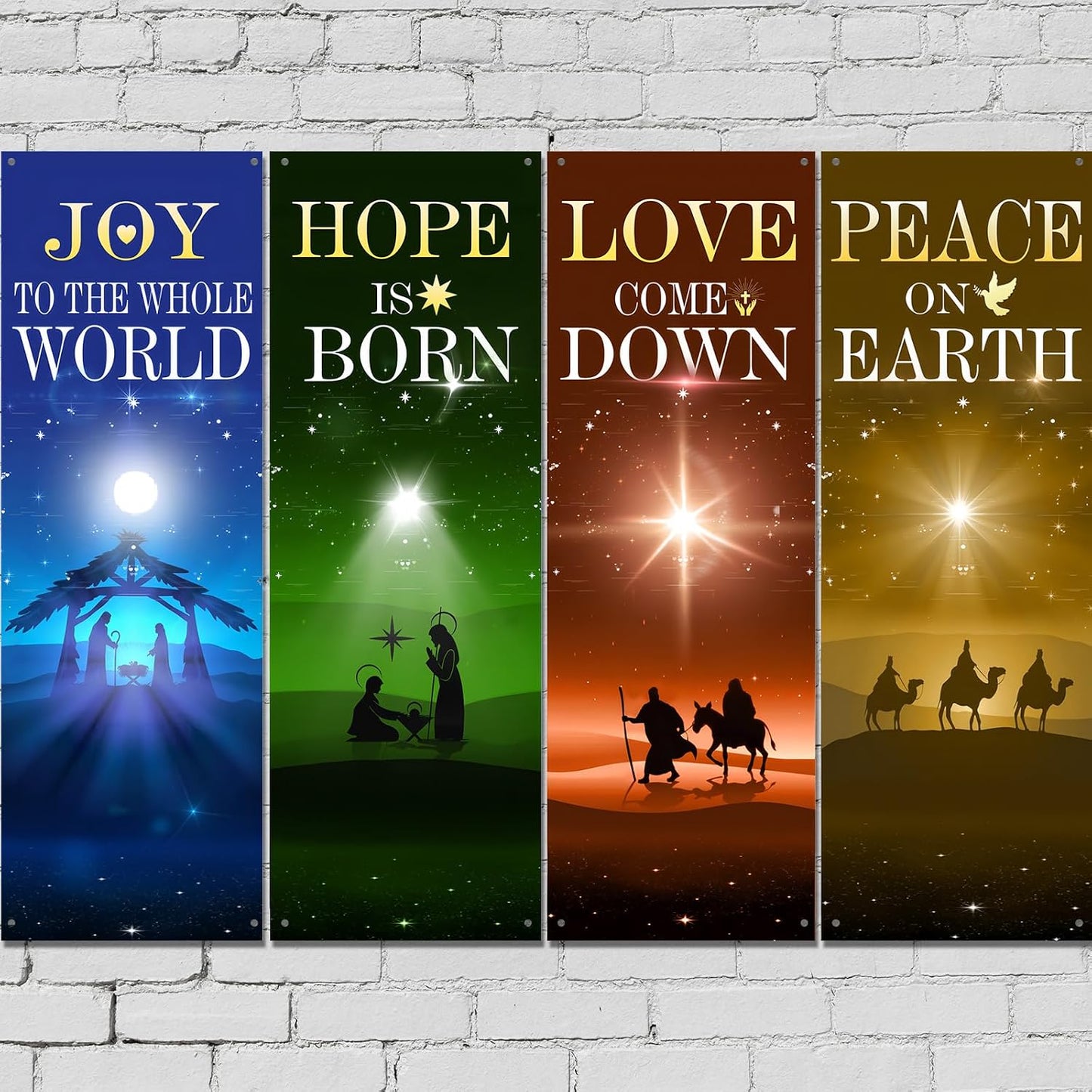 4 Pancartas Adviento 2x6ft Letrero Navidad Iglesia