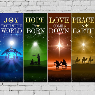 4 Pancartas Adviento 2x6ft Letrero Navidad Iglesia