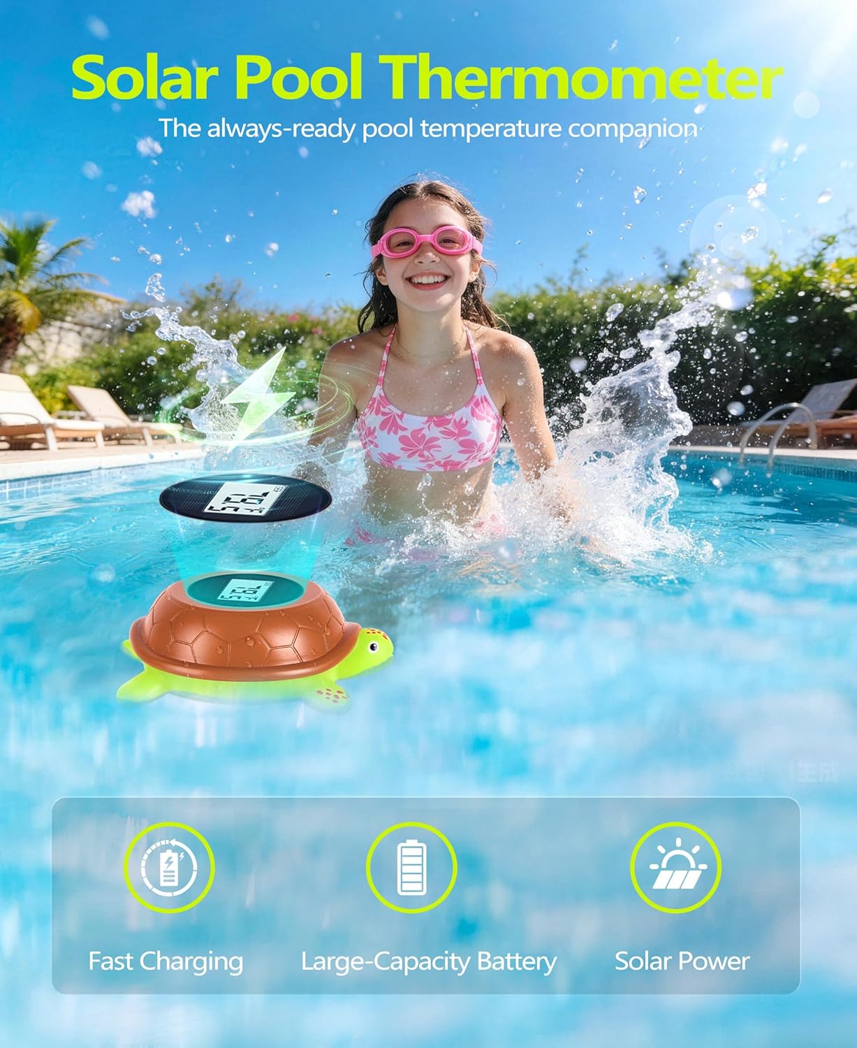 Termómetro solar piscina 2026 cuerda LCD retroiluminada ±0.5℉