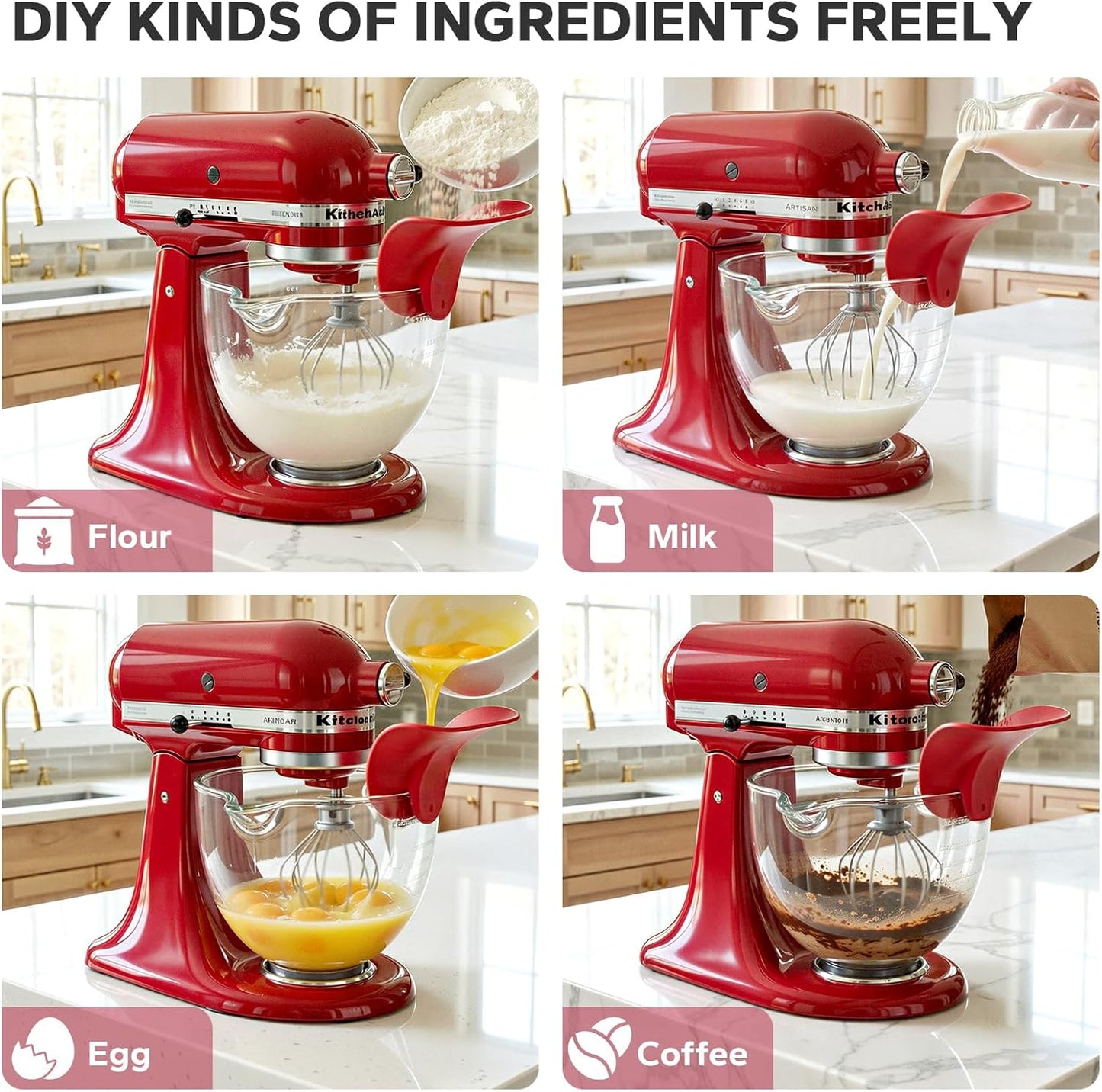 Embudo de cocina KitchenAid para batidora de 4.5 y 5 cuartos de galón sin salpicaduras