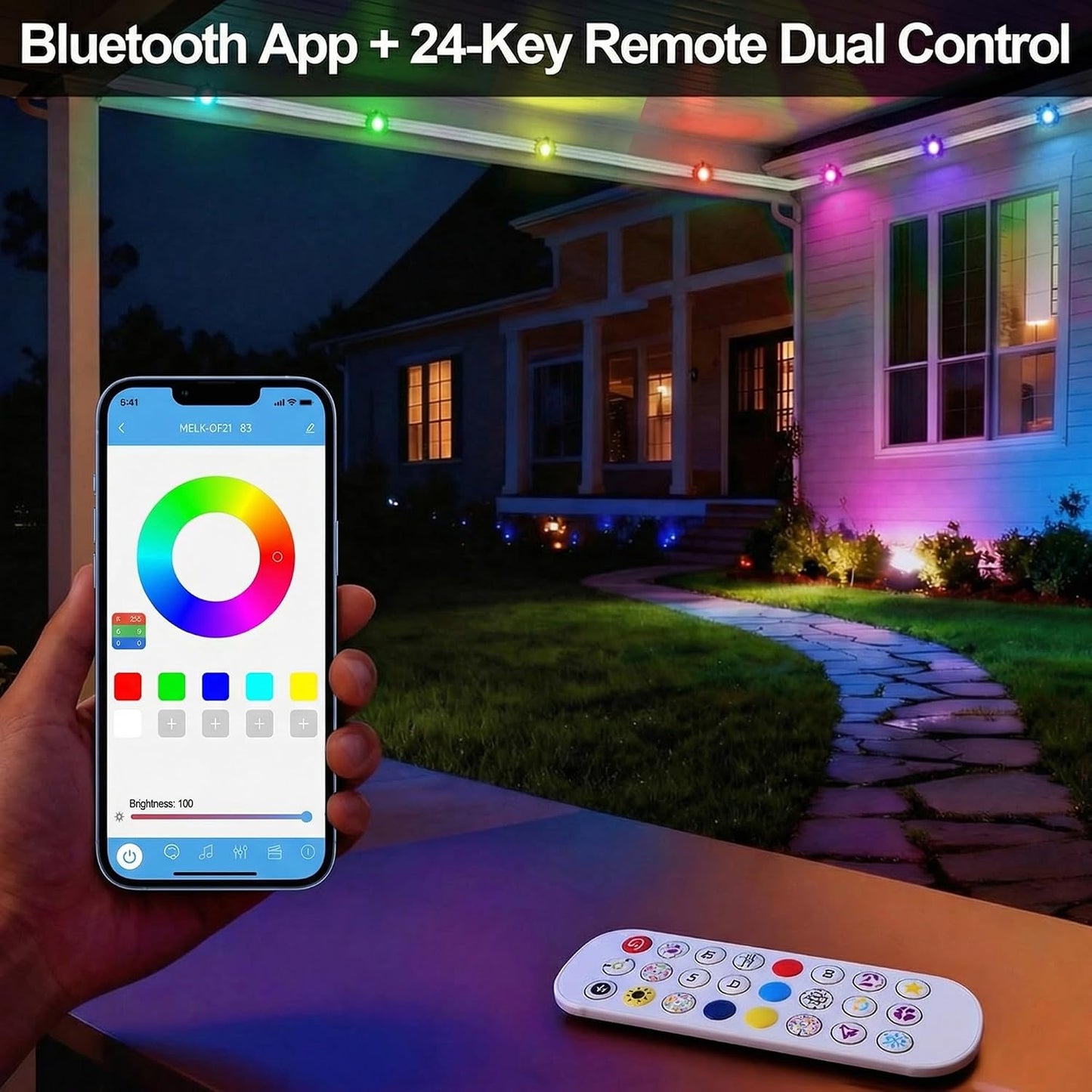 Luces LED RGB exteriores IP67 100ft control remoto Navidad