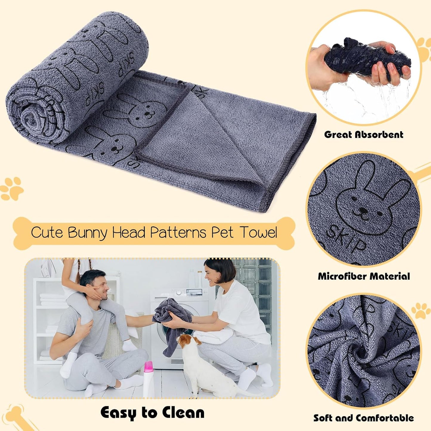 12 Toallas Microfibra para Mascotas 20x40pulg Absorbentes