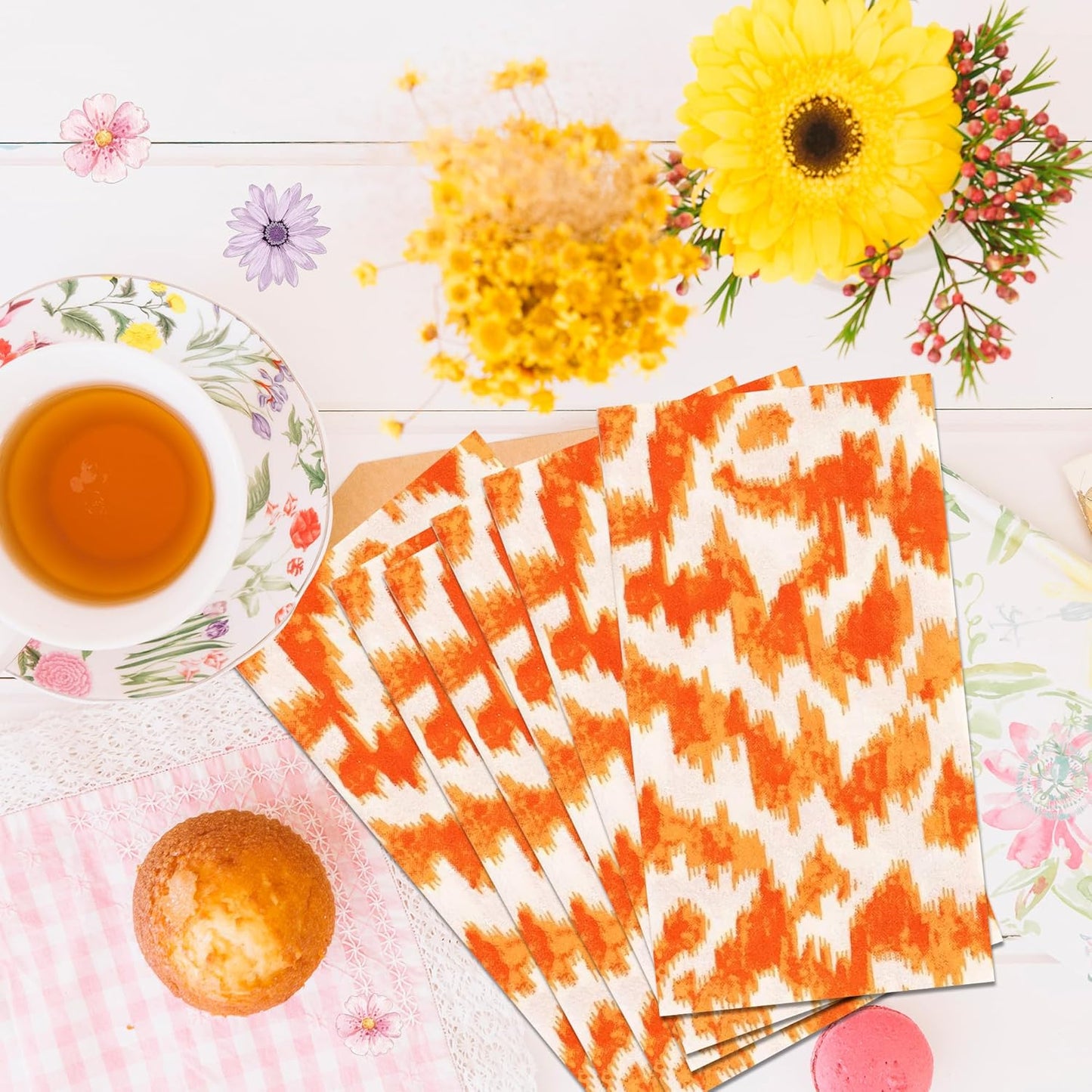 Servilletas de mesa modernas moiré orange abstractas para fiestas bodas