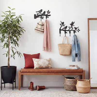 Ganchos metal diseño rama pájaro 32pulg para pared