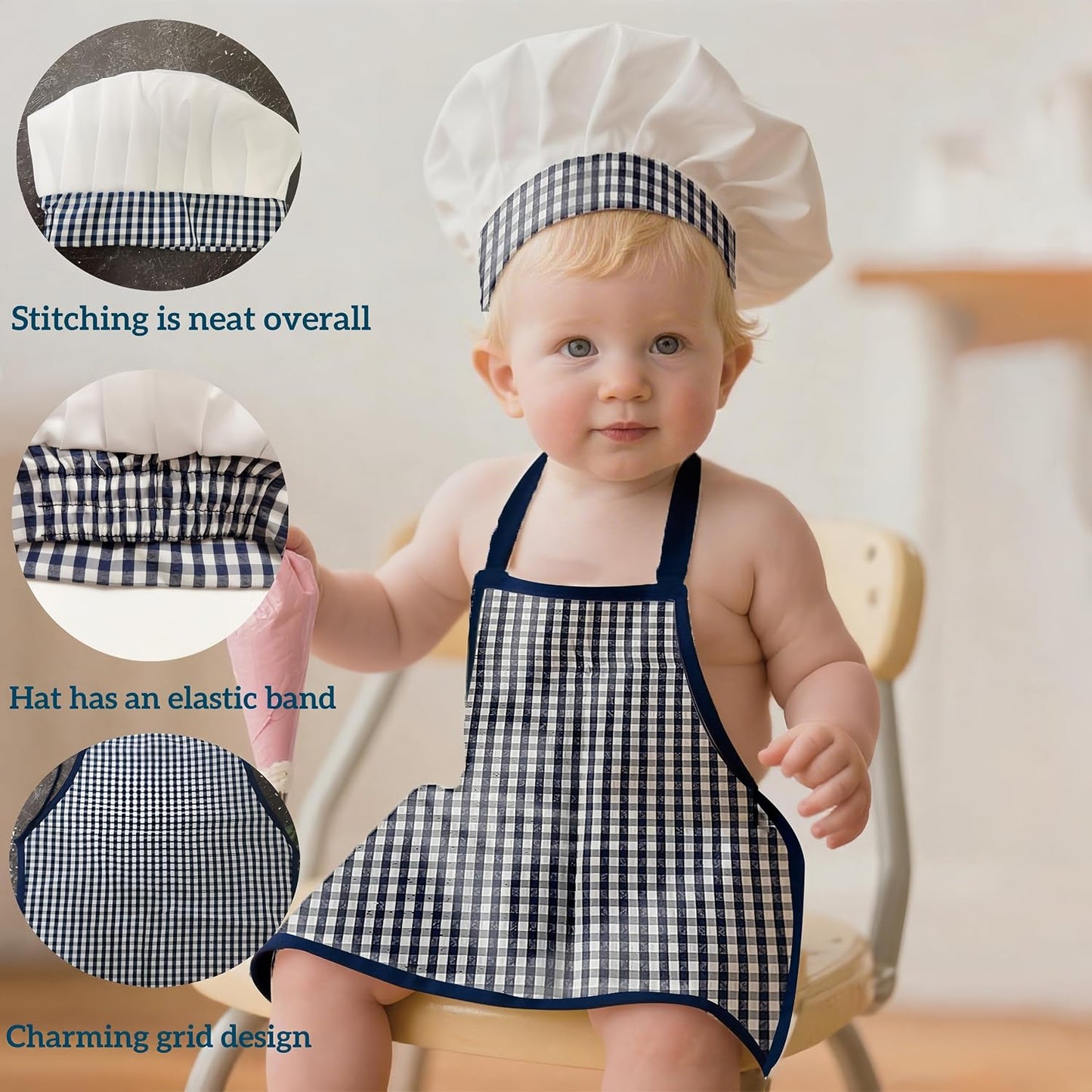 Set 2 accesorios foto chef y delantal bebé 8-24m