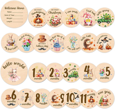 Tarjetas hito mensual bebé conejo 1-12 meses señal foto