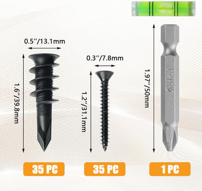 Anclajes autoperforantes para yeso negros soportan 75lb