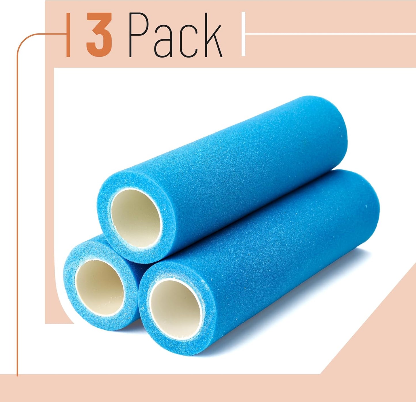 Cubiertas rodillo espuma 9pulg set3 siesta 3/8 azul