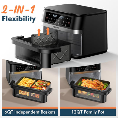 Freidora aire doble cesta 12qt panel digital