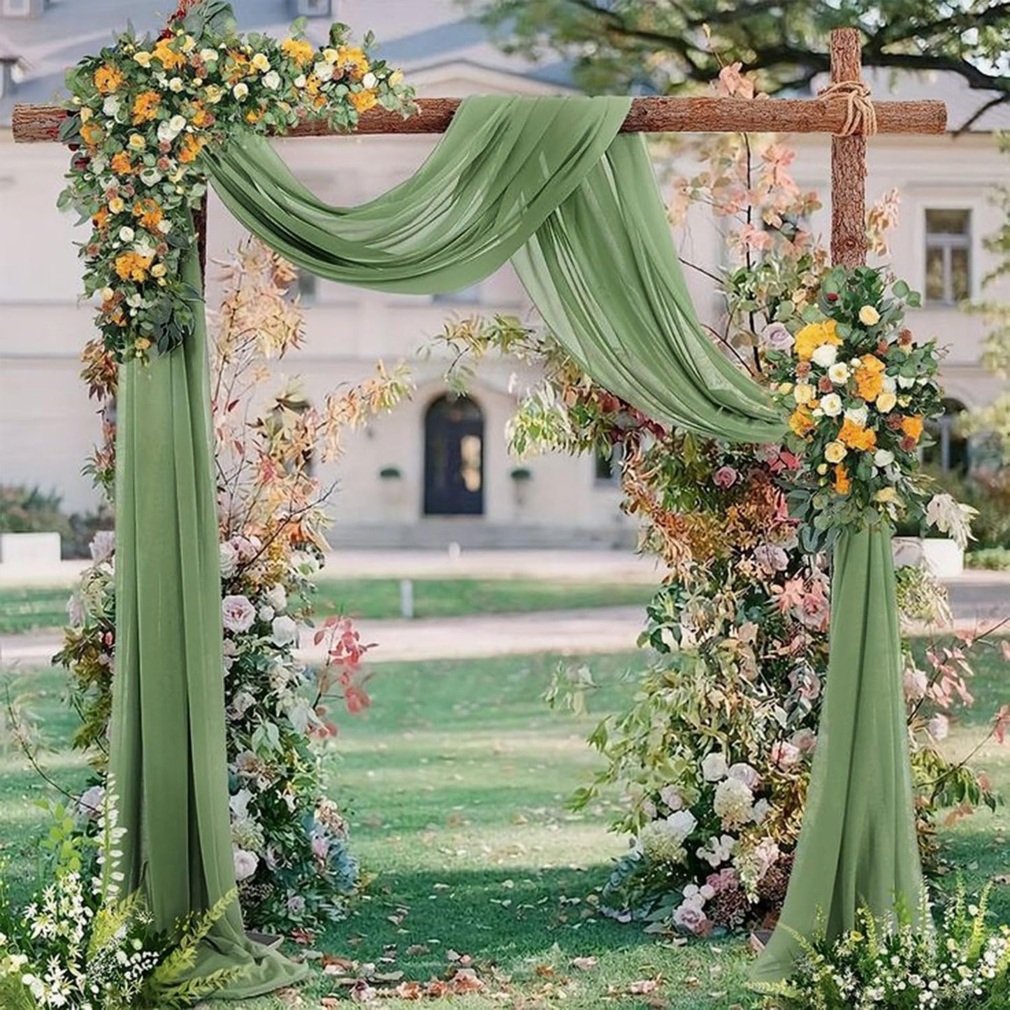 Tela drapeado arco boda 4 paneles 20ft x 28pulg verde salvia
