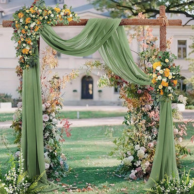 Tela drapeado arco boda 4 paneles 20ft x 28pulg verde salvia