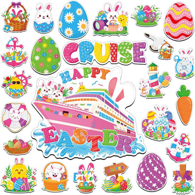 25 imanes de Pascua para puerta de crucero lindos huevos conejitos y pollitos