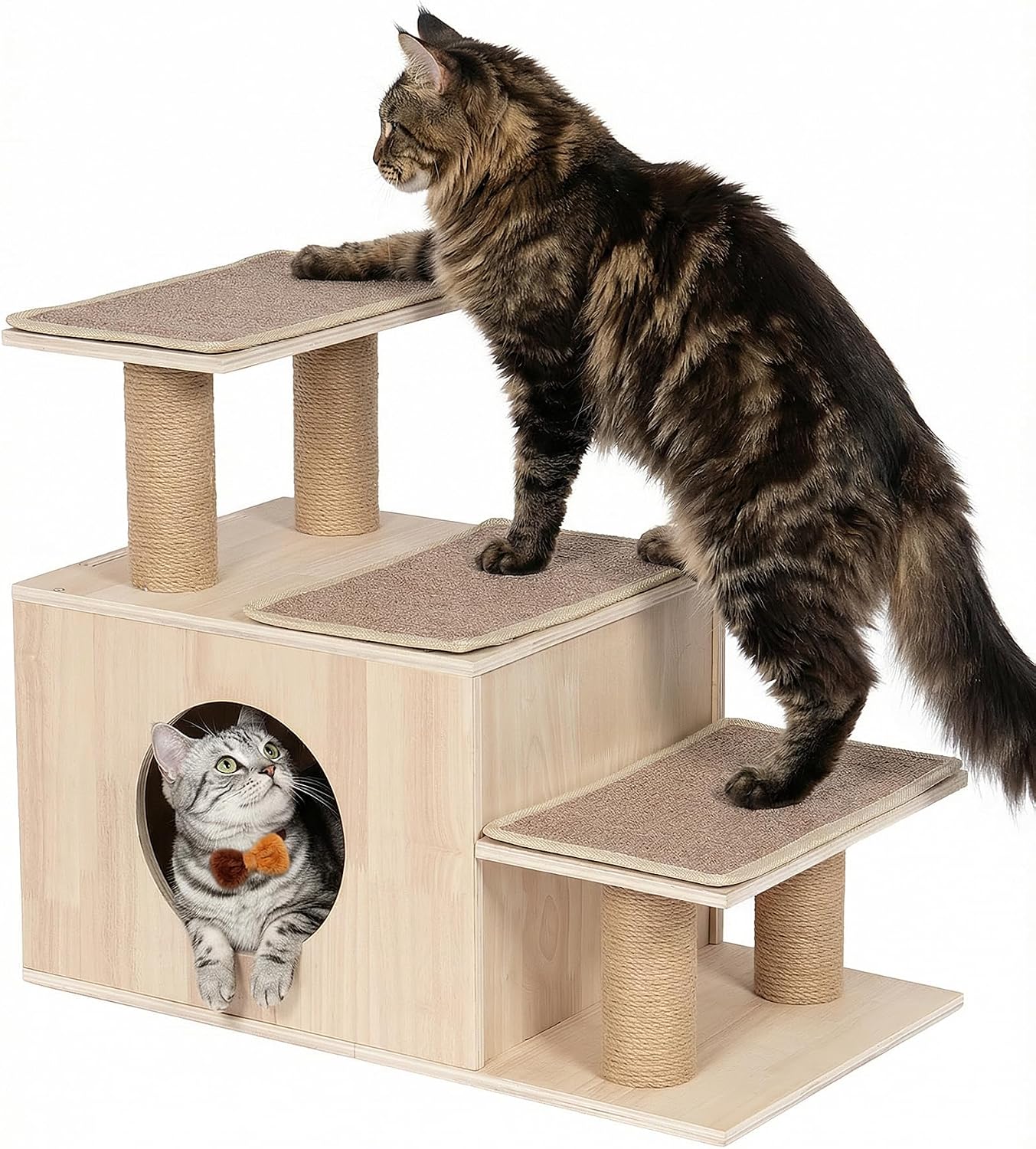 Escaleras 3en1 para gatos de 7.87pulg madera cama alta