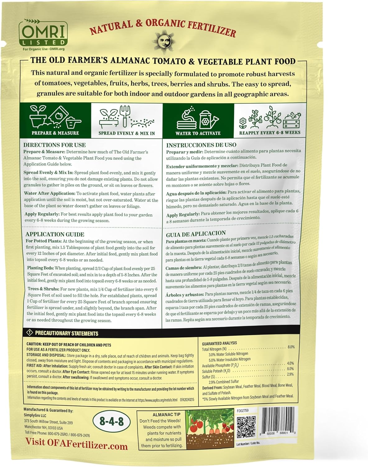Fertilizante orgánico para tomates y vegetales