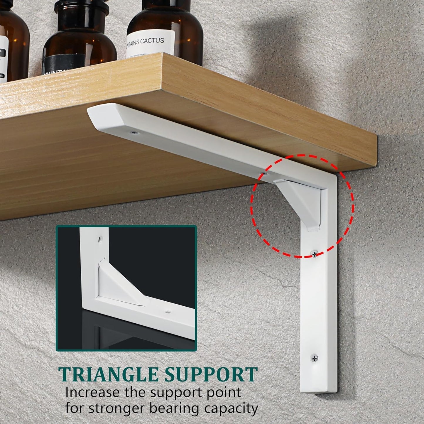 4 Soportes Estante Acero Inox Triangular Sala Dormitorio Garaje