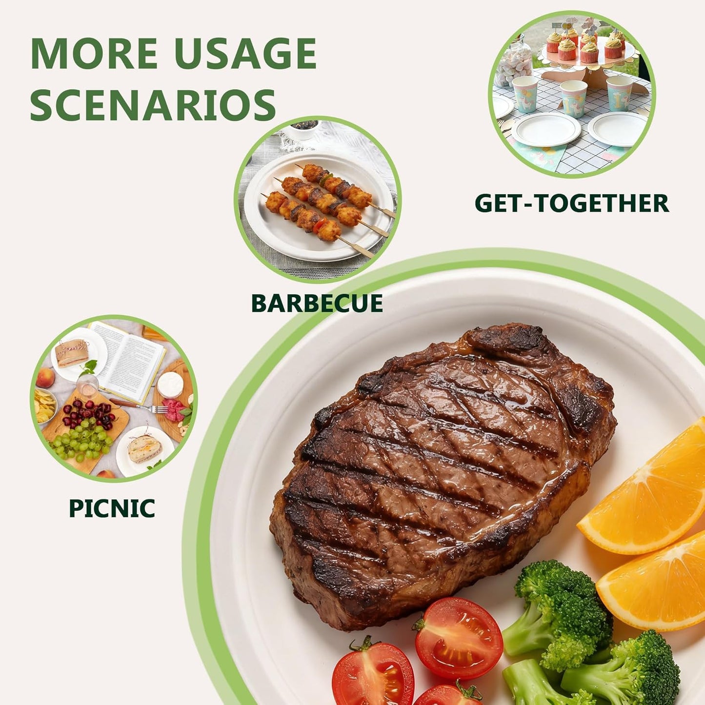 Platos de papel compostables de 6 pulgadas sin BPA para fiestas y eventos