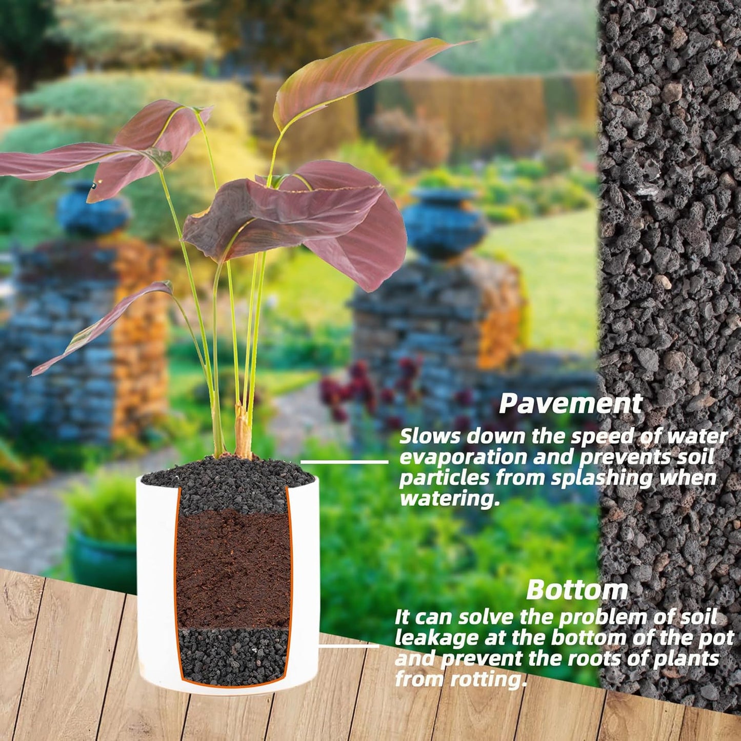 Roca lava negra para plantas 1/8-1/4pulg Bonsai cactus