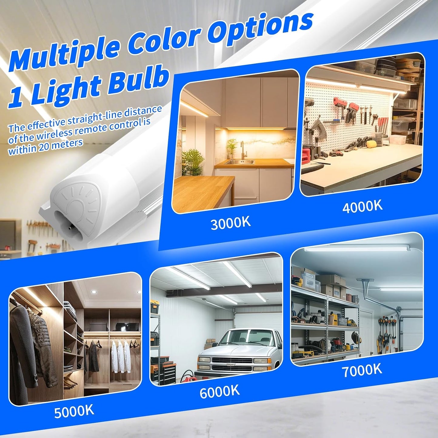 Luz LED T8 72W 6500K 9000lm cubierta esmerilada paquete 6