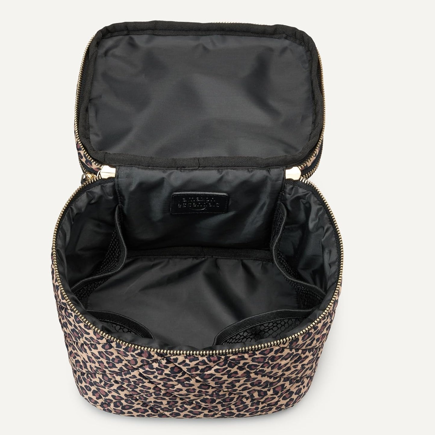 Estuche cosméticos acolchado mujer brochas leopardo